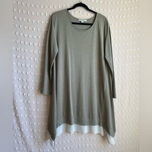 AllSaints Arya Long Sleeve Midi Dress Sz‎ L Taupe Grey